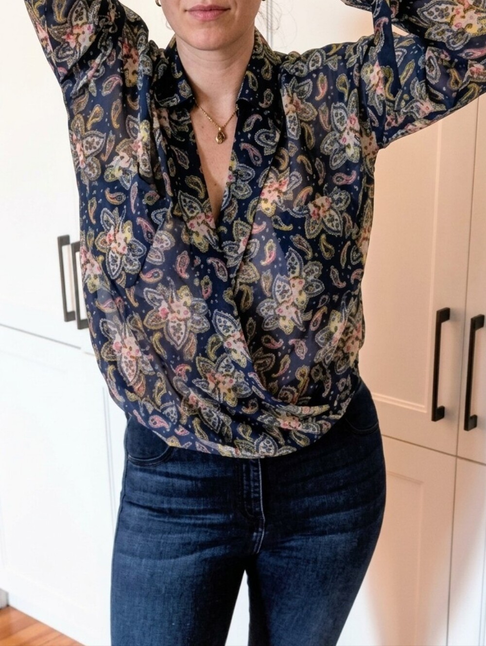 Silvian Heach Sheer Paisley Wrap Blouse – Size M | Boho Chic